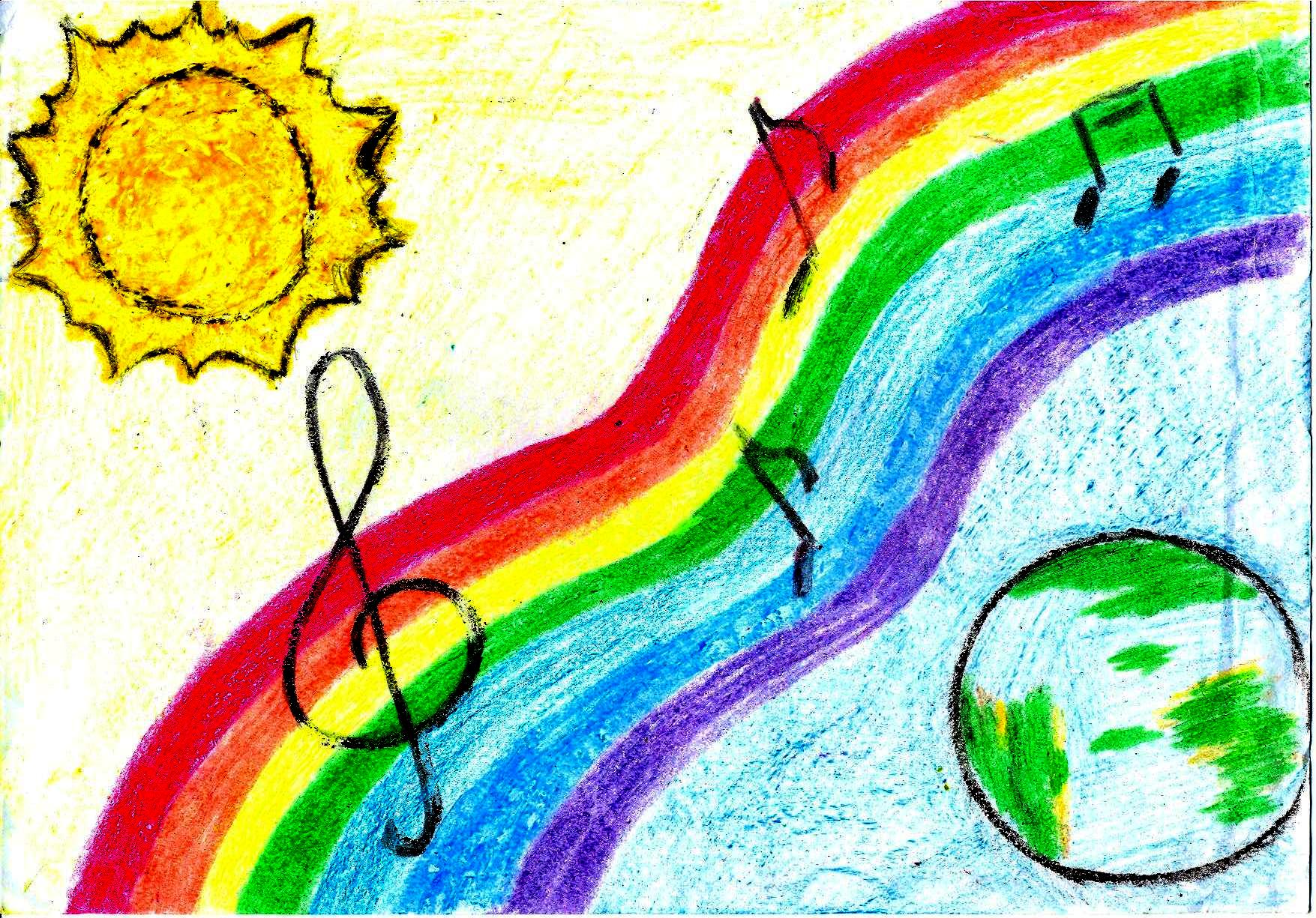 Урок музыкальные пейзажи. Красивые детские рисунки. Рисунок звучащая природа. Рисунок на тему разноцветный мир. Рисунок на тему Радуга.